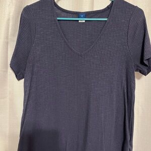 Women's Navy Blue V-Neck Top